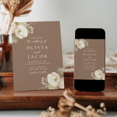 Elegant  bloemboeket bruin bruiloft kaart