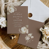 Elegant  bloemboeket bruin bruiloft kaart