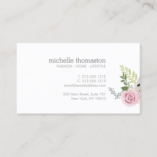Elegant bloemboeket II stylist, blogger Visitekaartje (Achterkant)