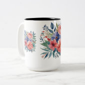 Elegant Bloemboeket Tweekleurige Mok - 15 oz (Voorkant links)