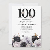 Elegant Bloemen 100e Verjaardagsfeest Kaart (Voorkant)