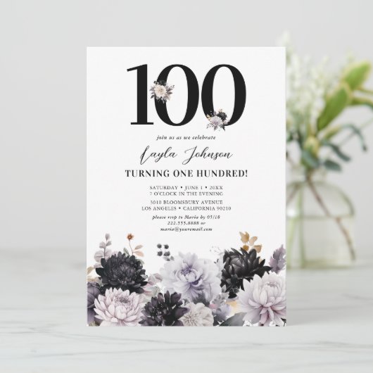 Elegant Bloemen 100e Verjaardagsfeest Kaart (Staand voorkant)