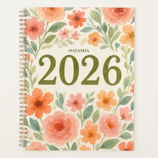 Elegant Bloemen 2026 Custom Planner (Voorkant)