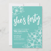 Elegant Bloemen 40e Verjaardagsfeest Kaart (Voorkant)