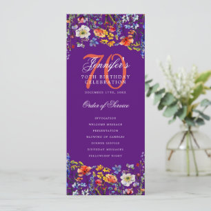 Elegant Bloemen 70ste Verjaardag Programma Paarse