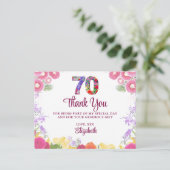 Elegant Bloemen 70ste Verjaardagsfeest / 70 Dank u Briefkaart (Staand voorkant)