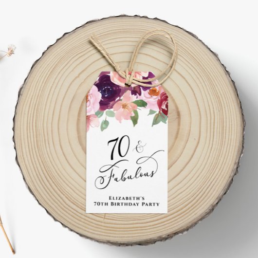 Elegant Bloemen 70ste Verjaardagsfeestje Dank u Cadeaulabel