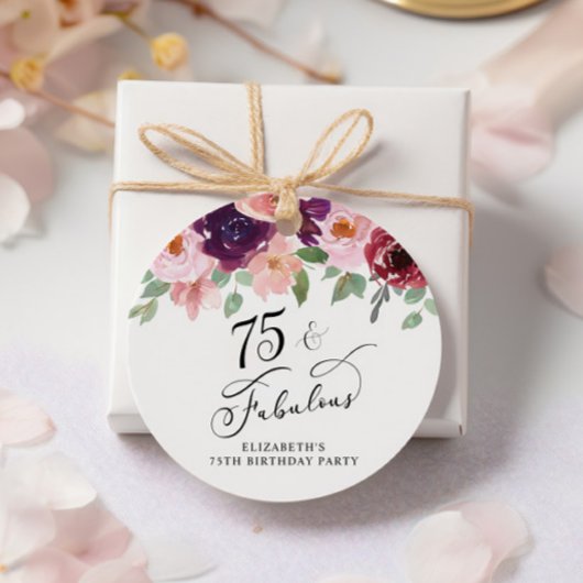 Elegant Bloemen 75e Verjaardagsfeestje Dank u Bedankjes Labels