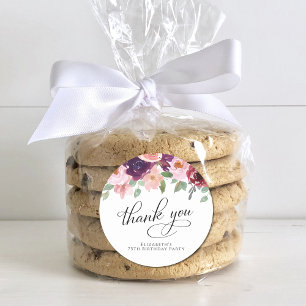 Elegant Bloemen 75e Verjaardagsfeestje Dank u Ronde Sticker