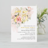 Elegant Bloemen 75e Waterverf Verjaardagsfeestje G Folie Uitnodiging (Staand Voorkant)