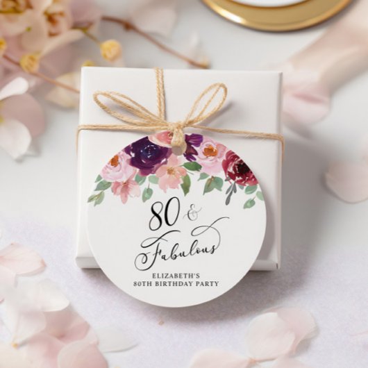 Elegant Bloemen 80ste Verjaardagsfeestje Dank u Bedankjes Labels