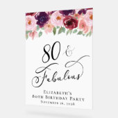 Elegant Bloemen 80ste Verjaardagsfeestje Welkom Acryl Bord (Hoek)