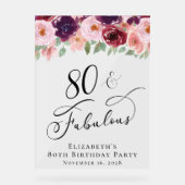 Elegant Bloemen 80ste Verjaardagsfeestje Welkom Wi Acryl Bord (Voorkant)