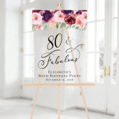 Elegant Bloemen 80ste Verjaardagsfeestje Welkom Wi Acryl Bord