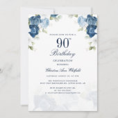 Elegant Bloemen 90ste Verjaardag Script Kaart (Voorkant)