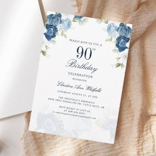 Elegant Bloemen 90ste Verjaardag Script Kaart
