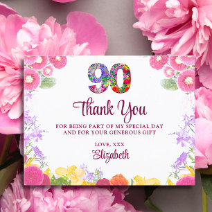 Elegant Bloemen 90ste Verjaardagsfeest / 90 Dank u Briefkaart