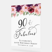 Elegant Bloemen 90ste Verjaardagsfeestje Welkom Acryl Bord (Hoek)