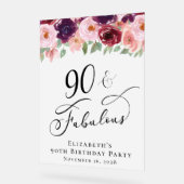 Elegant Bloemen 90ste Verjaardagsfeestje Welkom Fr Acryl Bord (Hoek)