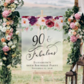 Elegant Bloemen 90ste Verjaardagsfeestje Welkom Fr Acryl Bord