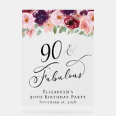 Elegant Bloemen 90ste Verjaardagsfeestje Welkom Wi Acryl Bord (Voorkant)