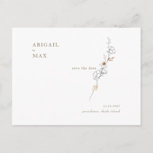 Elegant Bloemen Accent Bruiloft Save the Date Briefkaart