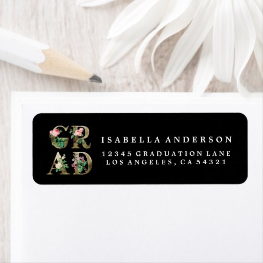 ELEGANT BLOEMEN AFSTUDEERDER RETOURADRES LABELS (Insitu)