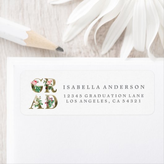 ELEGANT BLOEMEN AFSTUDEERDER RETOURADRES LABELS (Insitu)