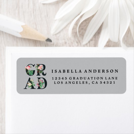 ELEGANT BLOEMEN AFSTUDEERDER RETOURADRES LABELS (Insitu)