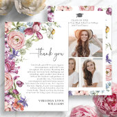 Elegant Bloemen Afstuderen Foto Dank u kaart