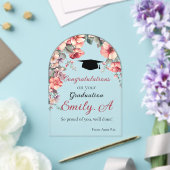 Elegant Bloemen Afstuderen Kaart - Personaliseer n Acryl Uitnodigingen (Insitu (Huwelijk))