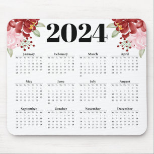 Elegant Bloemen aquarel wit 2024 Kalender Muismat