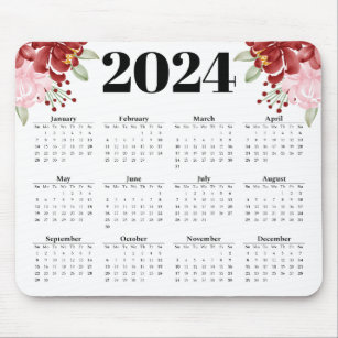 Elegant Bloemen aquarel wit 2024 Kalender Muismat