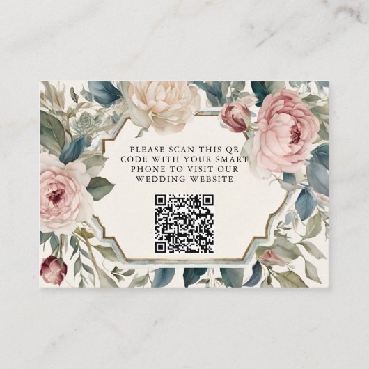 Elegant Bloemen Art Nouveau Roze Goud RSVP Informatiekaartje (Achterkant)