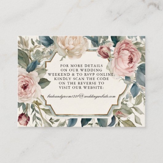 Elegant Bloemen Art Nouveau Roze Goud RSVP Informatiekaartje (Voorkant)