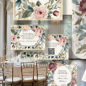  Elegant Bloemen Art Nouveau Roze Goud RSVP Informatiekaartje