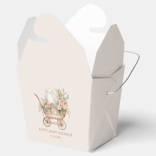 Elegant Bloemen  Baby Carriage Baby shower Bedankdoosjes (Geopend)