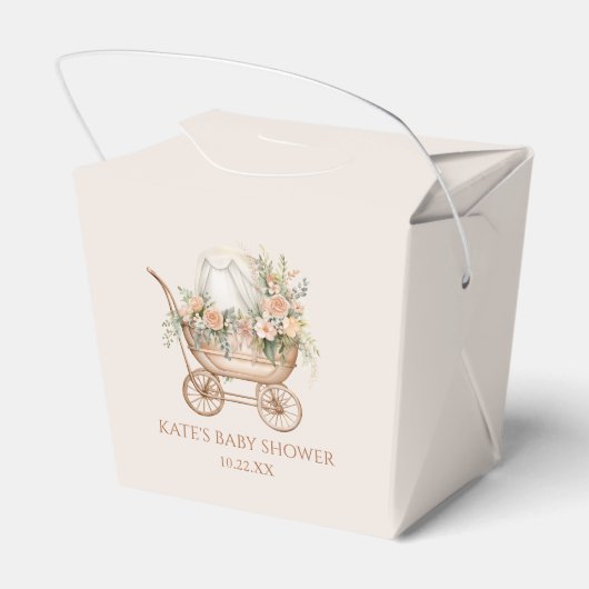 Elegant Bloemen  Baby Carriage Baby shower Bedankdoosjes (Achterkant)