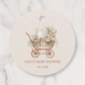 Elegant Bloemen Baby Carriage Baby shower Bedankjes Labels (Achterkant)