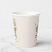 Elegant Bloemen  Baby Carriage Baby shower Papieren Bekers (Rechts)