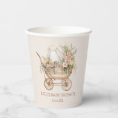Elegant Bloemen  Baby Carriage Baby shower Papieren Bekers (Voorkant)