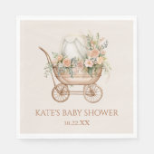Elegant Bloemen  Baby Carriage Baby shower Servet (Voorkant)