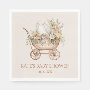 Elegant Bloemen  Baby Carriage Baby shower Servet
