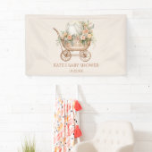 Elegant Bloemen  Baby Carriage Baby shower Spandoek (Insitu)