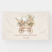Elegant Bloemen  Baby Carriage Baby shower Spandoek (Horizontaal)