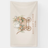 Elegant Bloemen  Baby Carriage Baby shower Spandoek (Verticaal)
