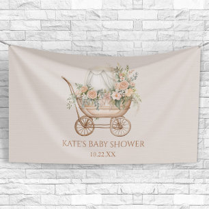 Elegant Bloemen  Baby Carriage Baby shower Spandoek