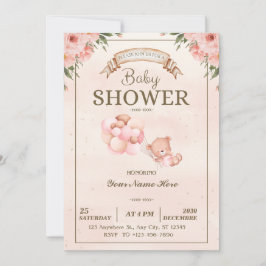 Elegant Bloemen Baby shower Meisje Uitnodiging