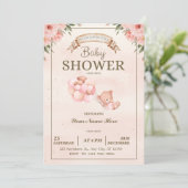 Elegant Bloemen Baby shower Meisje Uitnodiging (Staand voorkant)