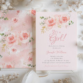 Elegant Bloemen Baby shower - Roze en Goud Kaart